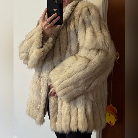 Saga Fox blue silver fox fur coat jacket size 16 or L-XL - Picture 7 of 16
